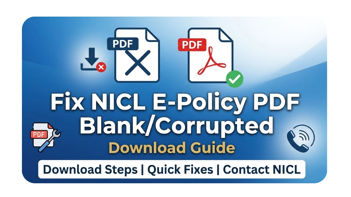 NICL e-policy PDF blank or corrupted download fix guide