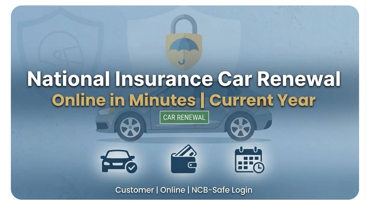 National Insurance car insurance renewal online in minutes with car, wallet, and customer login CTA