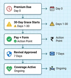 NICL mediclaim policy revival process flowchart 30 days grace