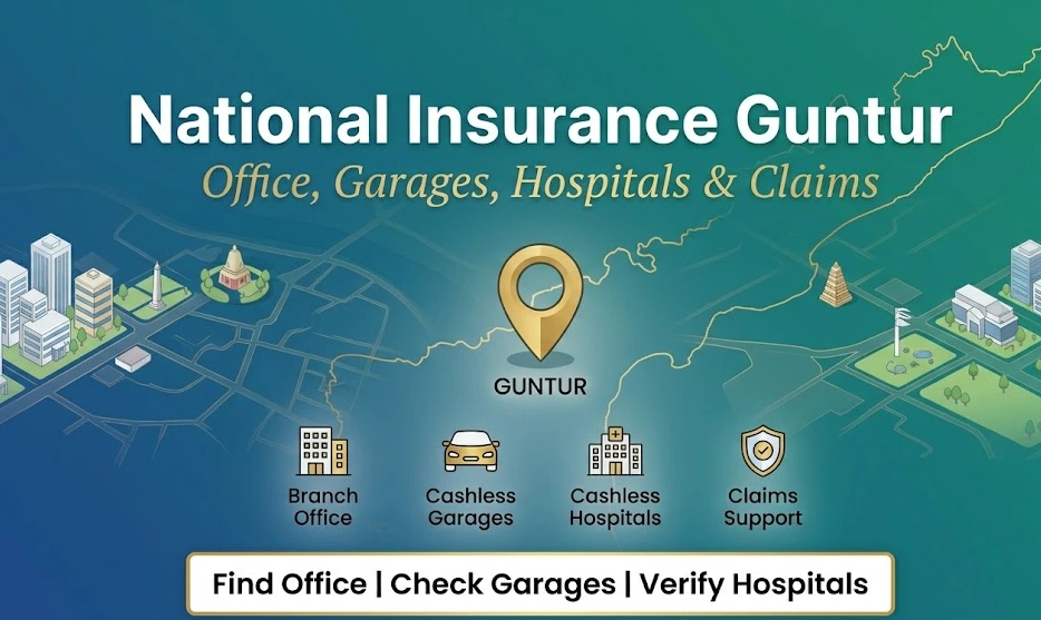 National Insurance office in Guntur map with cashless garages and hospitals network