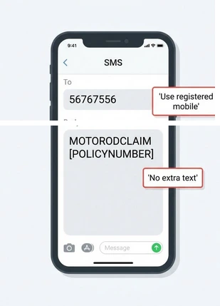 National Insurance motor OD claim on SMS intimation via mobile phone
