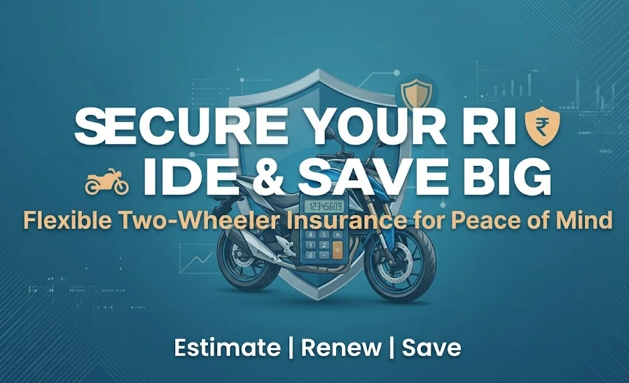 National Insurance bike insurance calculator showing a premium estimate, IDV, NCB, add-ons, and GST